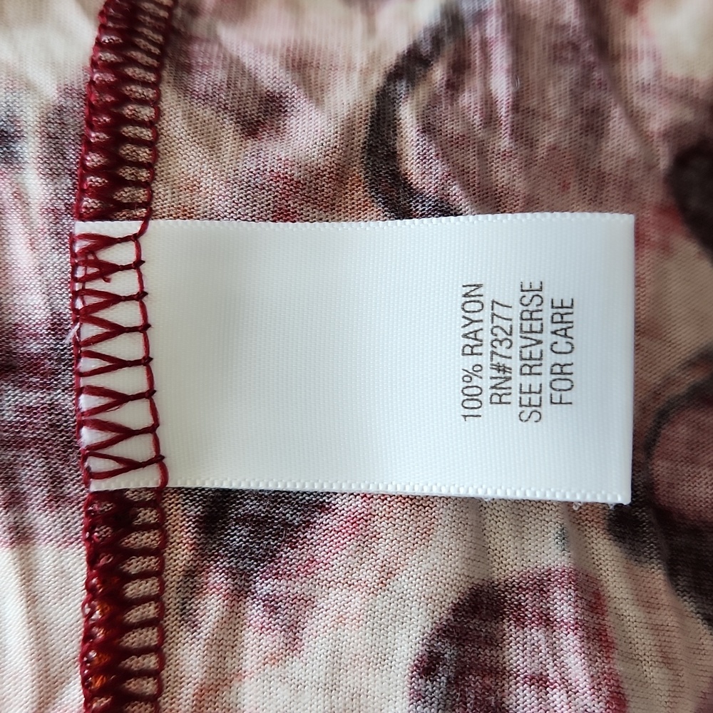 Vera Wang Floral Pattern Long Sleeve Shirt Size Extra Small Orange & Red - Picture 6 of 8